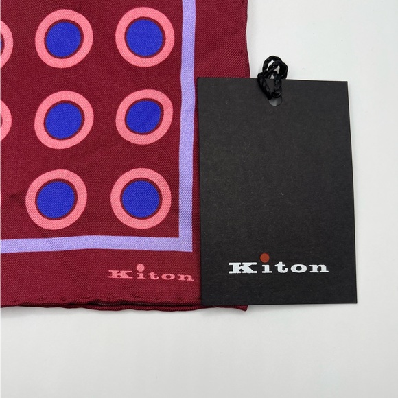 100% NWT KITON Silk Pocket Square Red - Blue. (12X12) - Picture 2 of 8